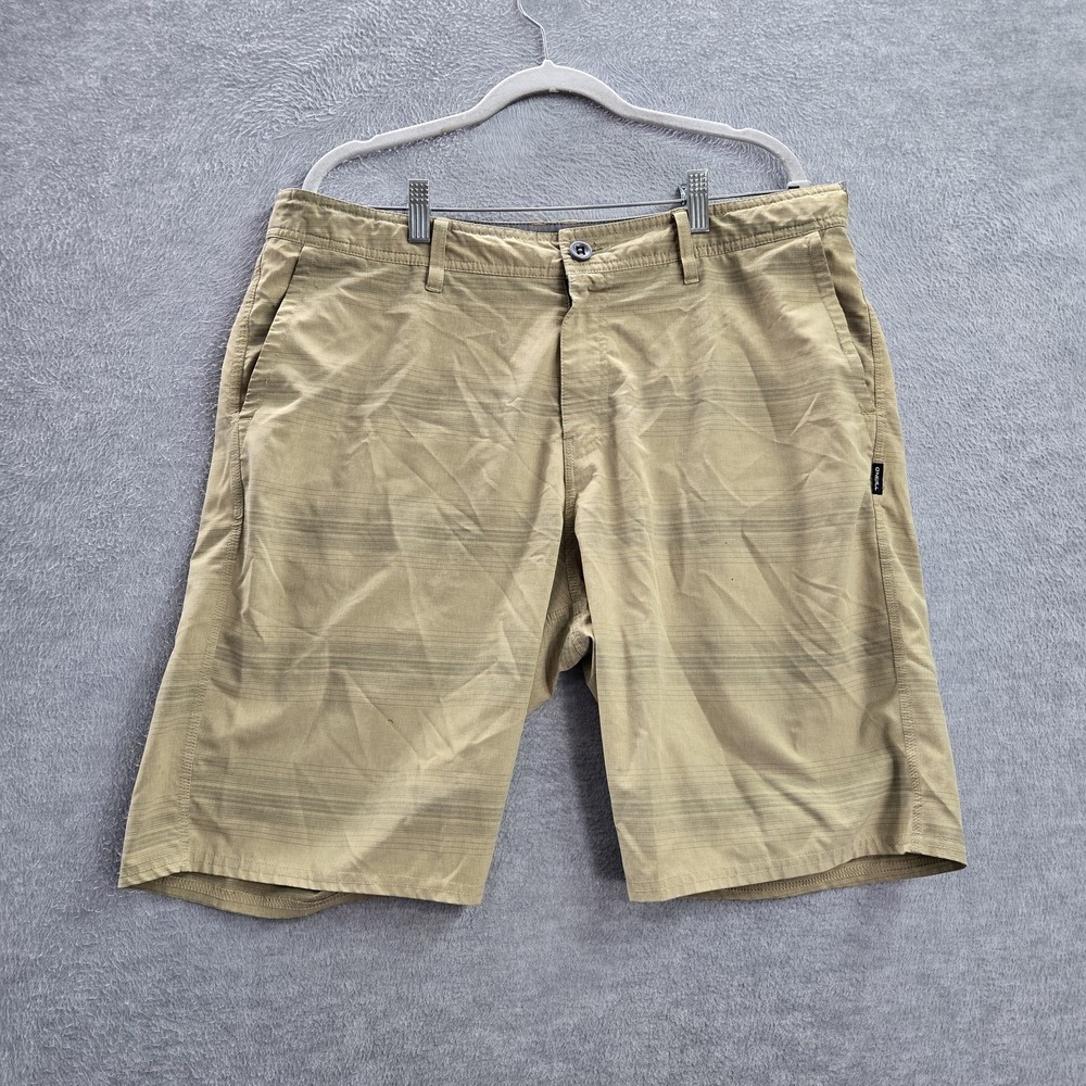 O'Neill Men Shorts 36 Brown Chino Striped 10" Inseam Elastane Polyester